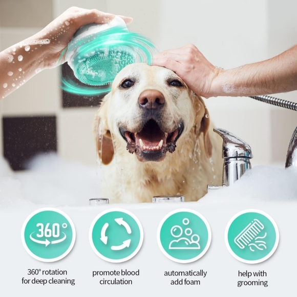 Electric Massage Bath Brush for Dogs and Cats, Efficient Cleaning Massage Bath - Picture 4 of 7